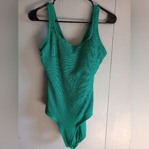 Green Textured One-Piece Swimsuit